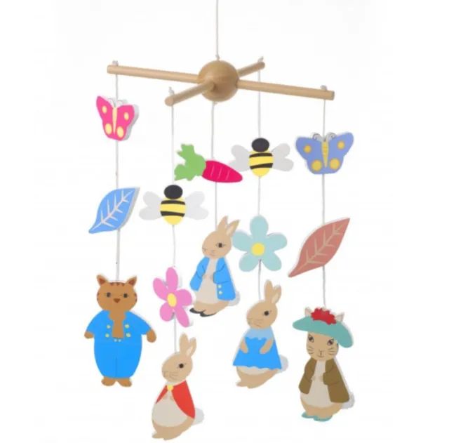 Peter Rabbit Wooden Mobile For Baby Cot | Peter Rabbit Crib Mobile Nursery Decor