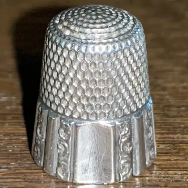 PAT 1889 Antique Sterling Silver Simons Brothers Fluted Thimble Size 9