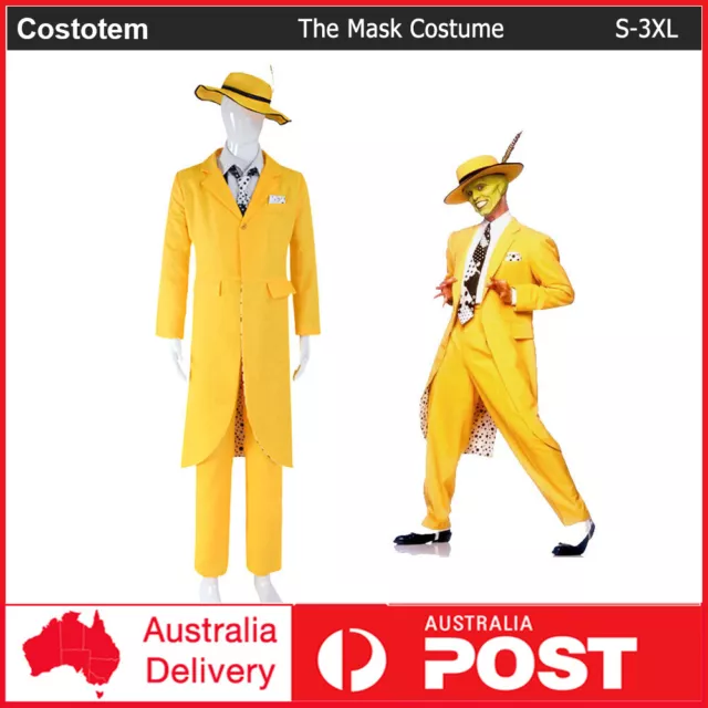 The Mask Yellow Suit Stanley Costume Adult Men 90s Outfit Cosplay Halloween