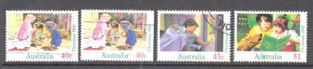 Australia 1992 Christmas. Fine used set 4 stamps.With 40c booklet stamp.