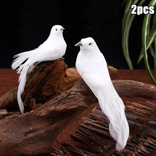 Palomas artificiales pájaro interior falso clip decoración pluma palomas de la paz