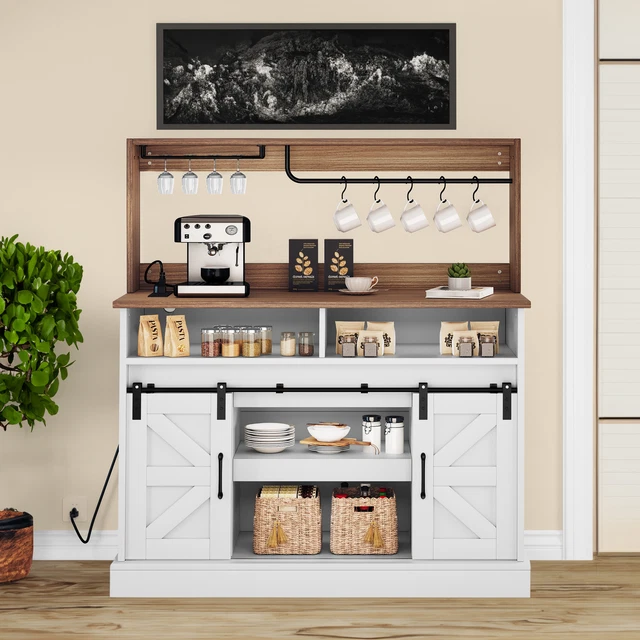 47& FARMHOUSE COFFEE Bar Sideboard Buffet w/Sliding