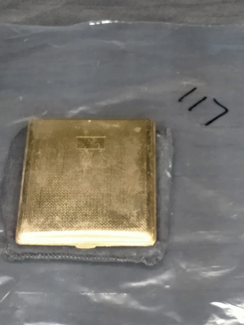 Vintage Gold Tone Square Compact in Original Pouch #0117 Good Condition