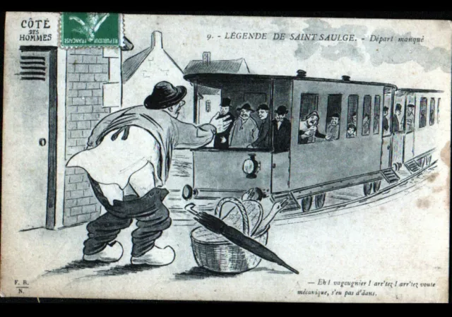 SAINT-SAULGE (58) LEGENDE / TOILETTES PUBLIQUES & TRAIN en GARE en 1915