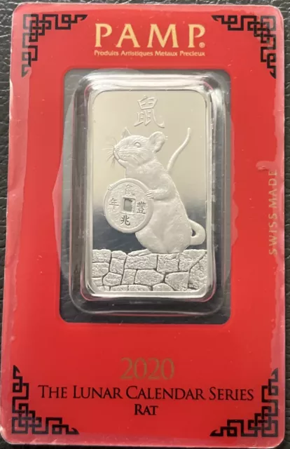 2020 1 Oz PLATINUM Pamp Suisse YEAR OF THE RAT Bar.