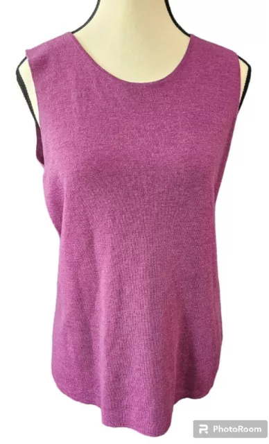 Eileen Fisher 100% Merino Wool Italian Yarn Sleeveless Sweater Size Medium