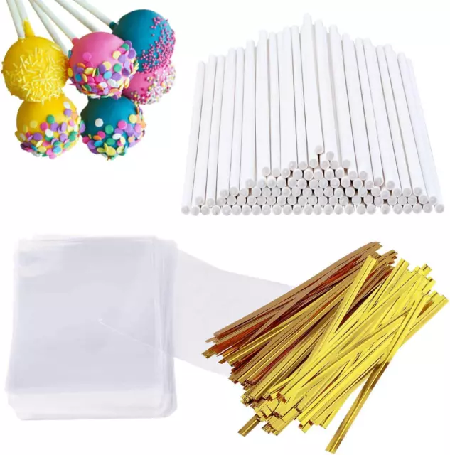 300 PCS Cake Pop Sticks and Wrappers Kit for Halloween, Including 100Ct 6-Inc...