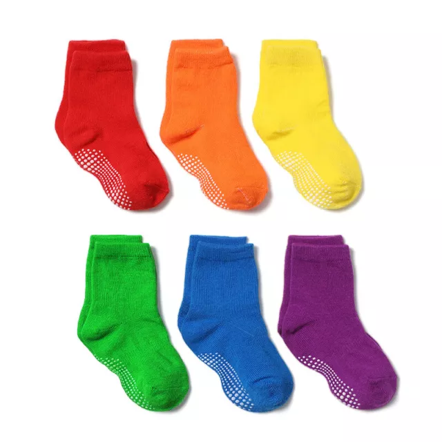 6 Pairs Athletic Socks Baby Toddler Socks Newborn Kids Boys Girls Non Slip