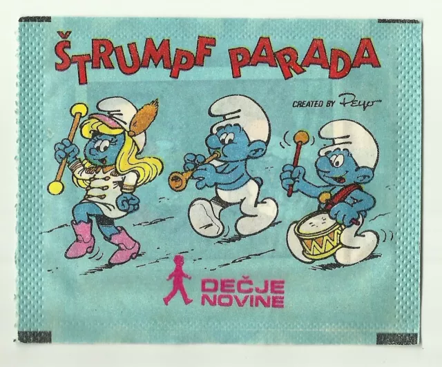 1985 Panini Smurfs Parade 1 Sealed packet Yugoslavian Edition