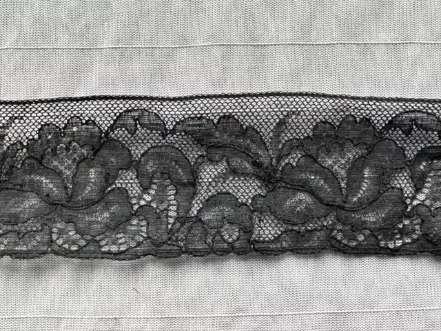 Beautiful Antique French Chantilly Lace edging - Floral design -115" by 2"