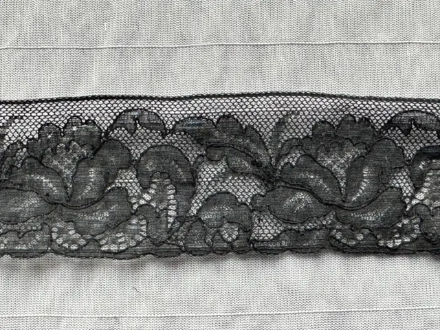 Beautiful Antique French  Chantilly Lace edging - Floral design -115" by 2"