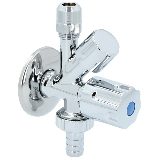 Kombi-Eckventil WAS-Ventil Für Waschmaschine & Geschirrspüler - Verchromt