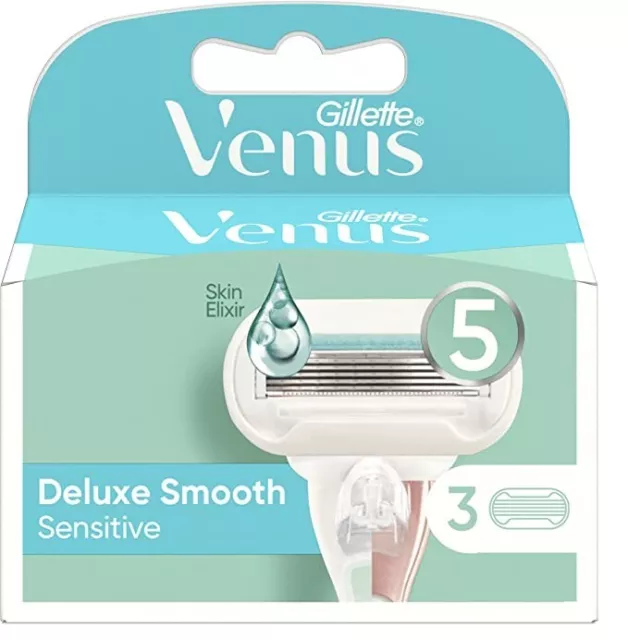 Paquete de 3 cuchillas sensibles suaves Gillette Venus de lujo 🙂 TOTALMENTE NUEVAS Y SELLADAS