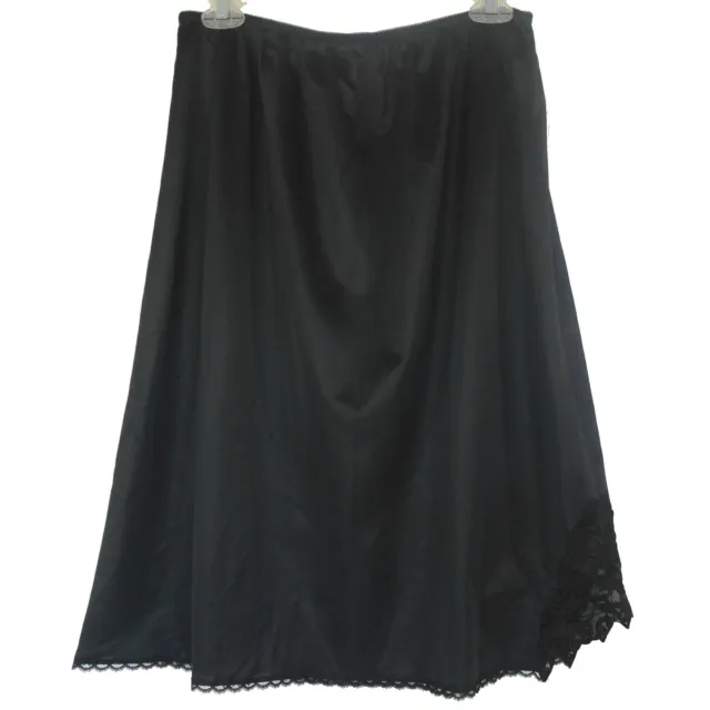 💖 INNER IMAGE Vintage Silky Nylon Black Half Slip Skirt Nightie Lace Trim 18/20