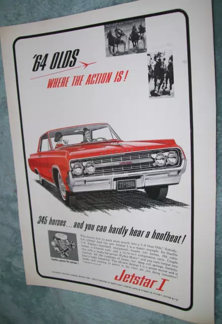 1964 64 Oldsmobile Olds Jetstar I mag car ad -"You can hardly hear a hoofbeat"