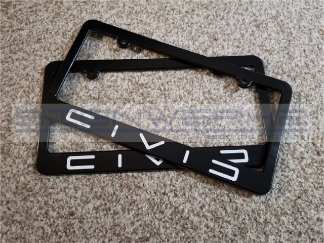 Honda Civic License Plate Frame Racing JDM Japan Vtec turbo - Pair