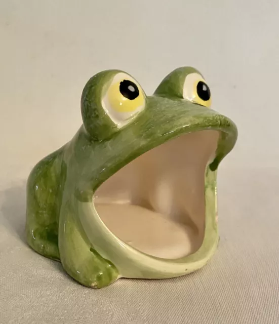 Vintage Speckled Frog Sponge White Green Scouring Pad Holder Widemouth  Retro MCM