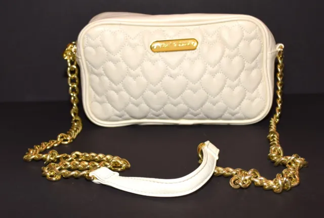 Betsey Johnson Ivory White Quilted Faux Leather Chain Strap Crossbody Bag NWOT