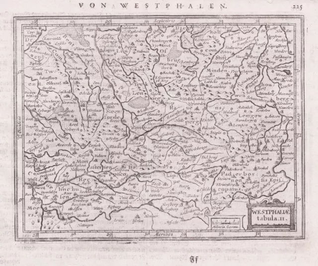 Westphaliae Nordrhein-Westfalen Münster Lippstadt Minden map Karte Mercator 1651