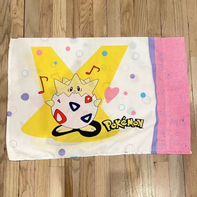 Nintendo Pokemon Girls Pillowcase Jugglypuff & Togepi Pink Purple 1998 Bedding