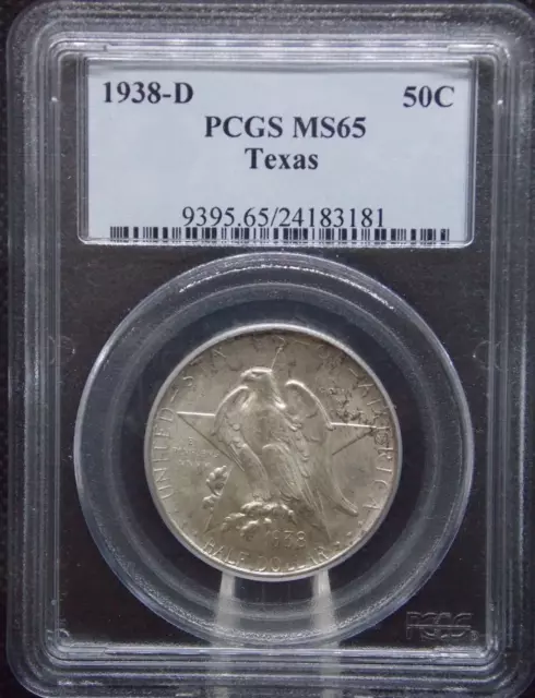 1938 D Texas Commemorative Silver Half Dollar 50c PCGS MS65 GEM Unc BU #550