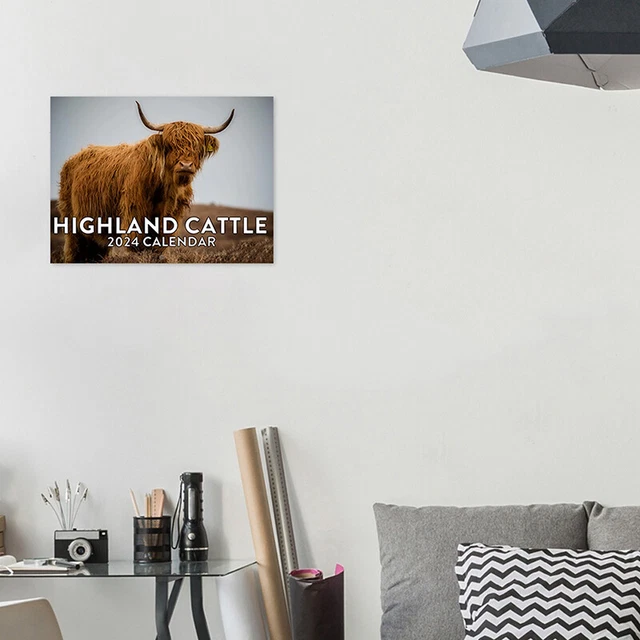 HIGHLAND COW CALENDAR 2024 Monthly Wall Calendar 12 Month Funny Cute