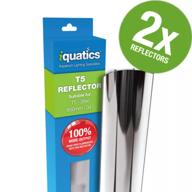 39W-Twin Pack- iQuatics T5 Aluminium Reflector-Increased output by up to 100%