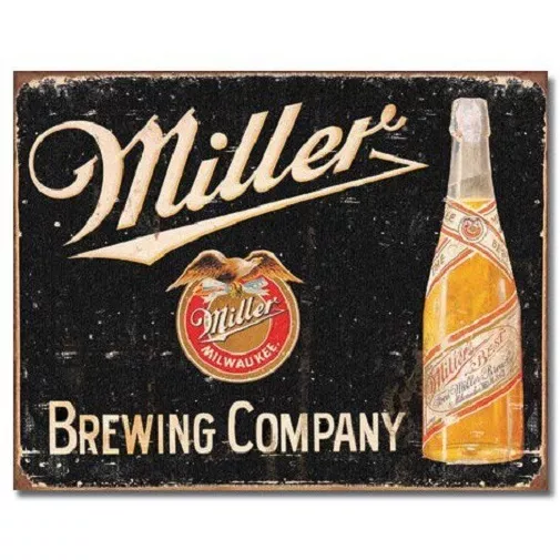 Miller Brewing High Life Bottle Beer Retro Label Bar Wall Decor Metal Tin Sign
