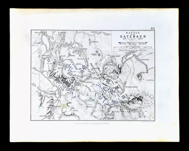 1855 Johnston Military Map - Napoleon Battle of Katzbach 1813 - Prussia Germany