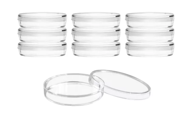 10PK Disposable Petri Dish with Lid, 60x15mm, Sterile - Polystyrene - Eisco Labs