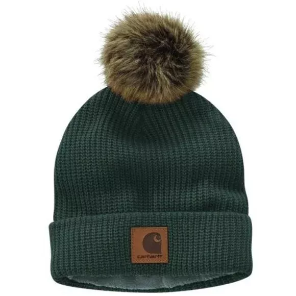 Carhartt Hat Pom Beanie Fleece Lined - Elm