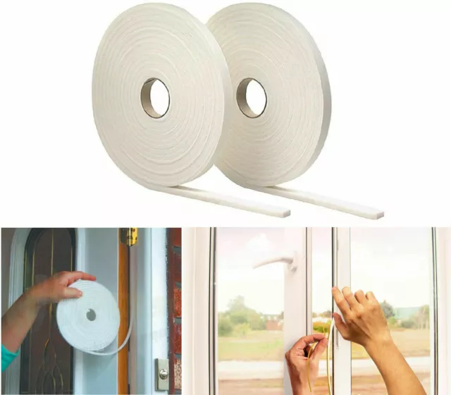 2x 5M Foam Draught Excluder Weather Seal Strip Tape Door Window Draft Insulation