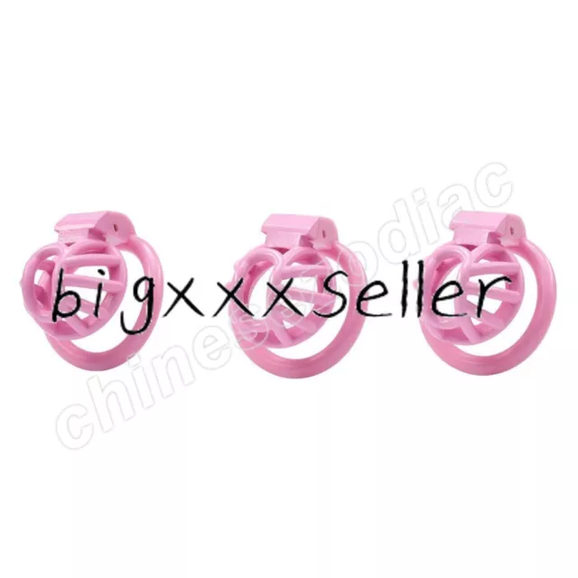Sissy Pink Open Mouth Chastity Device with 4 Sizes Rings Chastity Cage  Belt