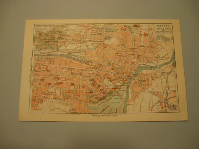 Kassel Stadtplan von 1926 mit Straßenregister-Altes Original Litho.