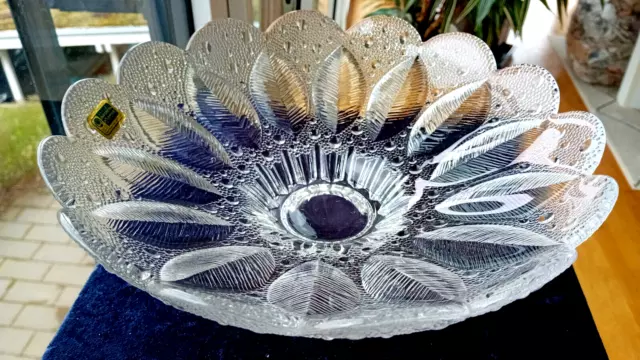 große Glas Schale -LAUSITZER GLAS- dekorativ und schwer- 27cm