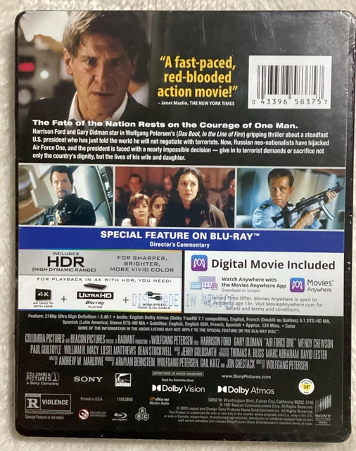 AIR FORCE ONE [SteelBook] (4K UHD Bluray/Region A B C, 1997) SEALED £