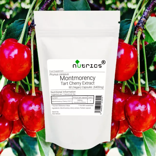 Nutrics® 6400mg MONTMORENCY CHERRY EXTRACT TART Cherry 100% Pure V Capsules