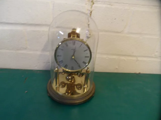 Vintage Kundo 400 day Anniversary Glass Dome Mantle Clock .