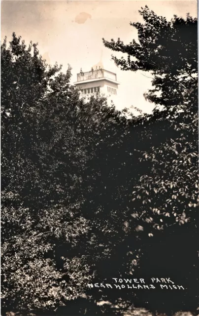 Vintage Postcard Extremely Rare View Tower Park Holland Michigan Real Photo Card