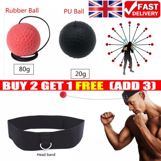 Boxing Fight Ball Punch Exercise Head Band Reflex Speed Training with 2 Balls uk