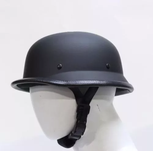 German Novelty Flat Black Motorcycle Half Helmet Biker Cruiser
