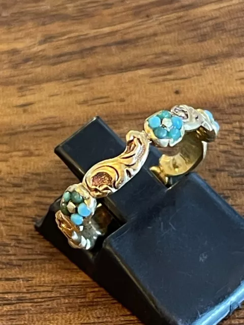 Victorian 15ct Yellow Gold Turquoise Ring Size O