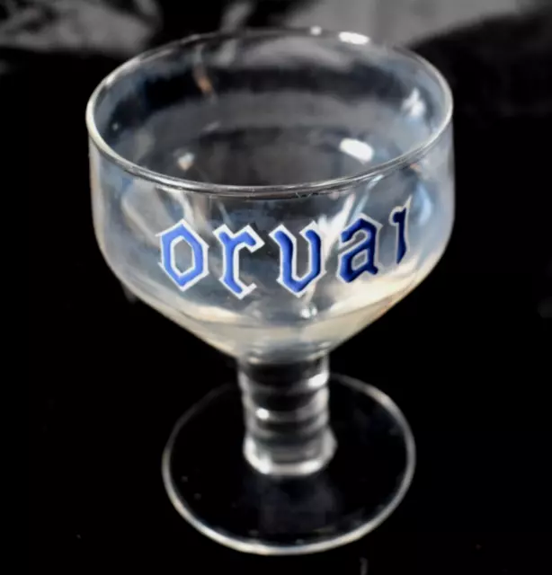 Ancien Verre Sur Pied Publicitaire Logo Emaille Biere Orval