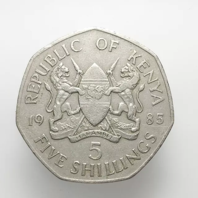 Kenia 5 Schilling 1985 Münze O109 3