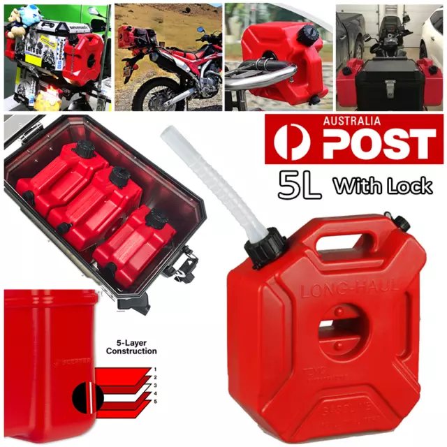 5L Jerry Can Spare Container Car Motorcycle Fuel Tank Storage With Lock Portable