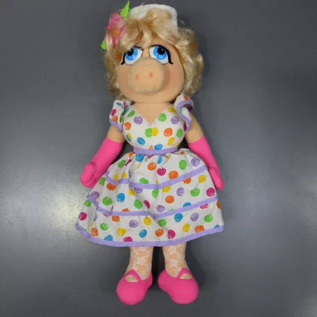 Miss Piggy Muppets Plush Doll Hat Dress Lace Tights Glamour Vintage 15 in