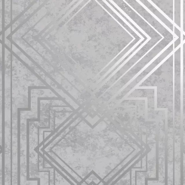 Holden Decor Delano Geometric Grey/Silver Metallic Textured Wallpaper 75943