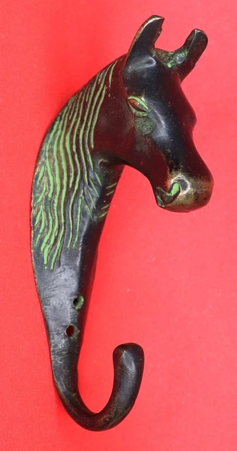 Horse Shape 1 Hook Antique Vintage Style Handmade Brass Cloth Key Wall Hanger