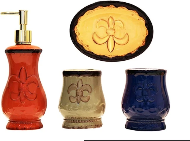 A.C.K. Trading Co. Tuscany Fleur De Lis Hand Painted Multicolor