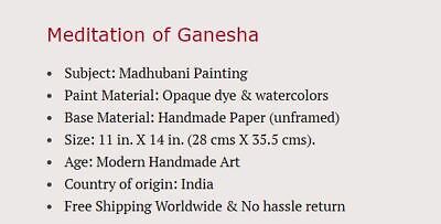 Madhubani Ganesha Art Handmade Indian Tribal Folk Mithila Bihar Ethnic Painting 3